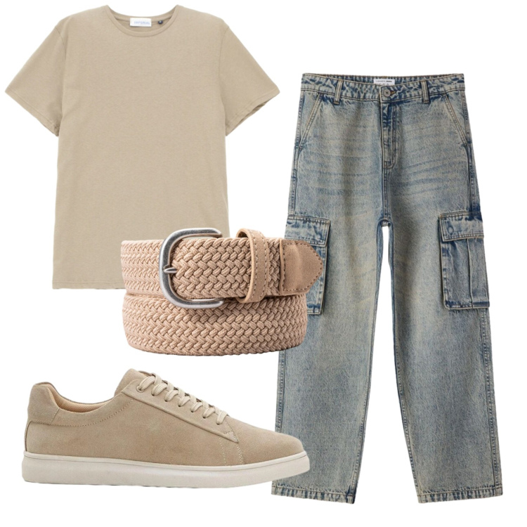 Outfit uomo - Total look #2405535. Stile Casual per Tutti i giorni. Abbinamento con sneakers, jeans, t-shirt, cinture.