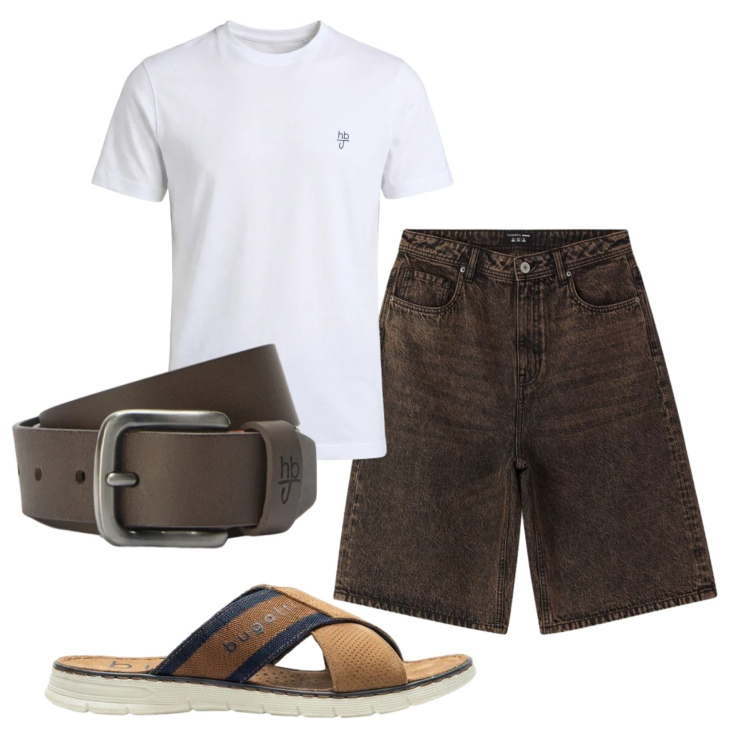Outfit uomo - Total look #2405540. Stile Casual per Tutti i giorni. Abbinamento con sandali, bermuda, t-shirt, cinture.