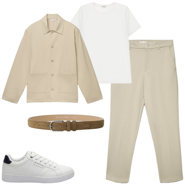 Outfit uomo - City. Stile Urban per Tutti i giorni. Abbinamento con sneakers, cappotti, pantaloni chino, t-shirt, cinture.