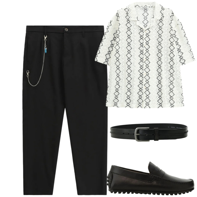 Outfit uomo - Imperial. Stile Urban per Tutti i giorni. Abbinamento con pantaloni, scarpe stringate, cinture, camicie a manica corta.