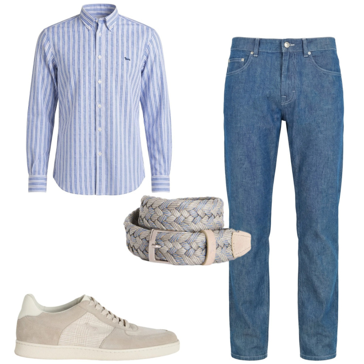 Outfit uomo - Casual curato. Stile Casual per Tutti i giorni. Abbinamento con jeans, sneakers, cinture, camicie.