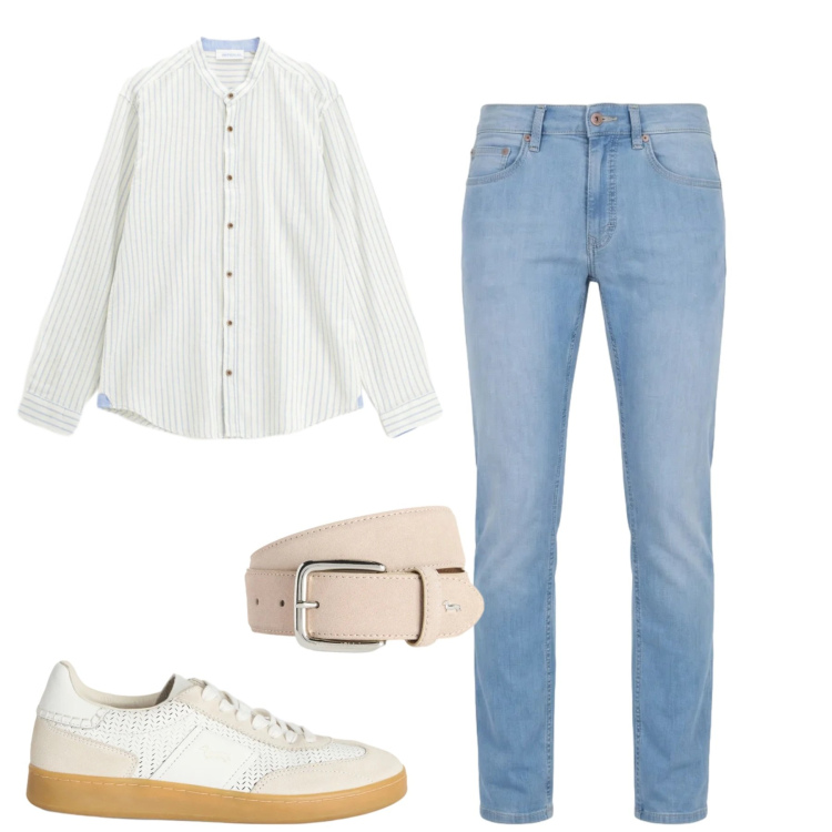 Outfit uomo - City. Stile Casual per Tutti i giorni. Abbinamento con camicie, sneakers, cinture, jeans.