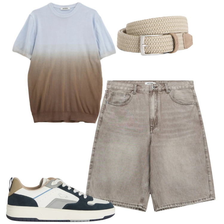 Outfit uomo - Total look #2405596. Stile Casual per Tutti i giorni. Abbinamento con t-shirt, bermuda, cinture, sneakers.