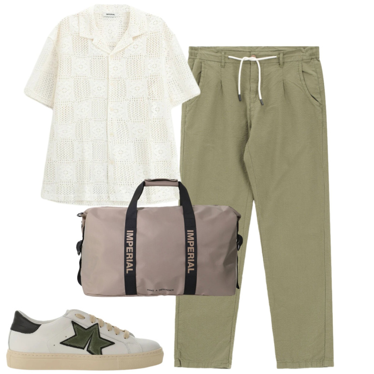Outfit uomo - Total look #2405600. Stile Casual per Tutti i giorni. Abbinamento con pantaloni, sneakers, borse sportive, camicie a manica corta.