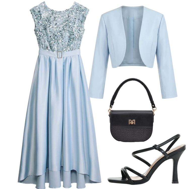 Outfit donna - Una cerimonia importante. Stile Romantica per Cerimonia. Abbinamento con vestiti lunghi, sandali col tacco, bolero, borse a spalla.