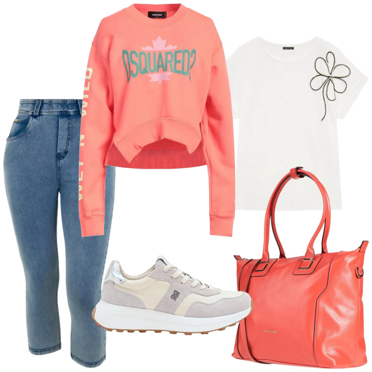 Outfit donna - Total look #2405637. Stile Casual per Tutti i giorni. Abbinamento con zaini, felpe, sneakers, jeans skinny, t-shirt.