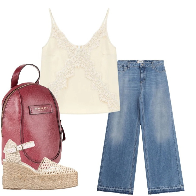 Outfit donna - Total look #2405639. Stile Casual chic per Tutti i giorni. Abbinamento con espadrillas, zaini, canottiere, jeans.