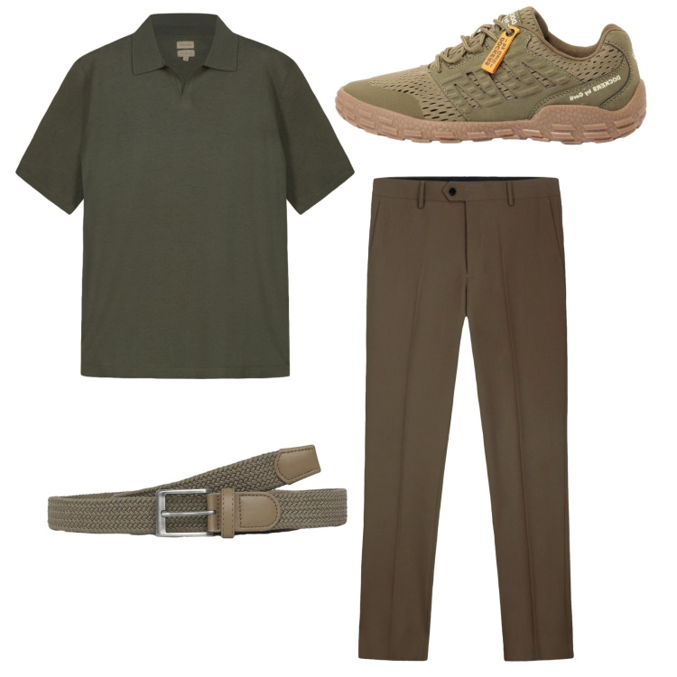 Outfit uomo - Total look. Stile Casual per Tutti i giorni. Abbinamento con sneakers, cinture, pantaloni, polo.
