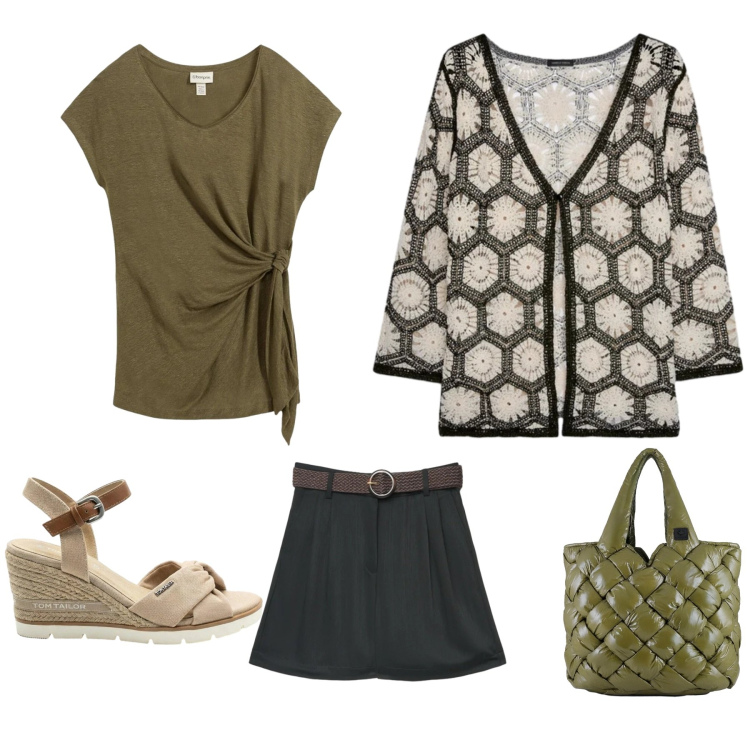 Outfit donna - Total look #2405705. Abbinamento con t-shirt, sandali, bermuda, borse tote, cardigans.