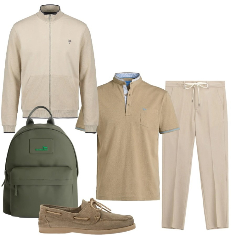 Outfit uomo - Total look #2405827. Stile Urban per Ufficio. Abbinamento con pantaloni, borse sportive, polo, scarpe stringate, felpe.