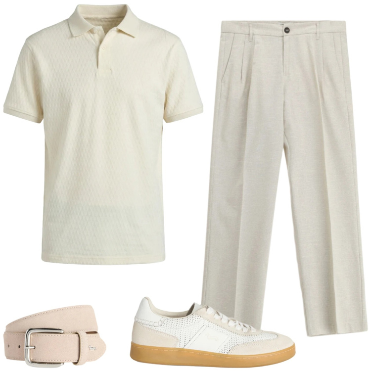 Outfit uomo - Un pò golf style. Stile Casual per Tutti i giorni. Abbinamento con pantaloni, polo, sneakers, cinture.