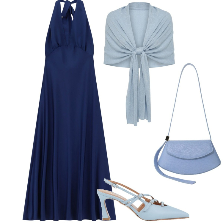 Outfit donna - Total look #2405833. Stile Chic per Cerimonia. Abbinamento con décolleté, stole, vestiti lunghi, borse a spalla.