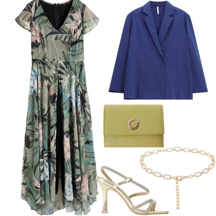 Outfit donna - Total look #2405834. Stile Chic per Cerimonia. Abbinamento con tute, cinture, sandali col tacco, blazer, portafogli.