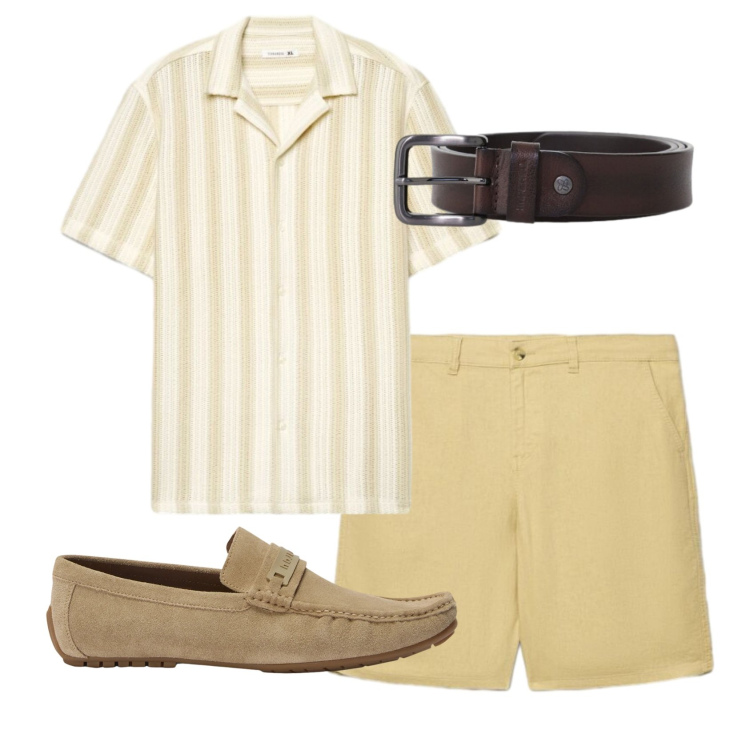 Outfit uomo - Total look #2405925. Stile Casual per Tutti i giorni. Abbinamento con camicie a manica corta, shorts, cinture, scarpe stringate.