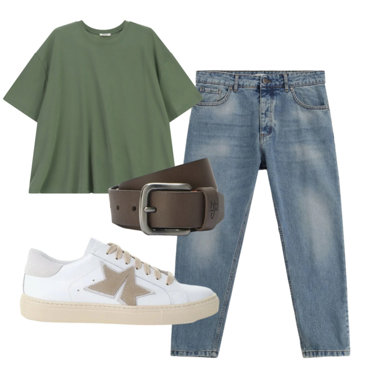 Outfit uomo - Total look #2405926. Stile Casual per Tutti i giorni. Abbinamento con jeans, t-shirt, sneakers, cinture.
