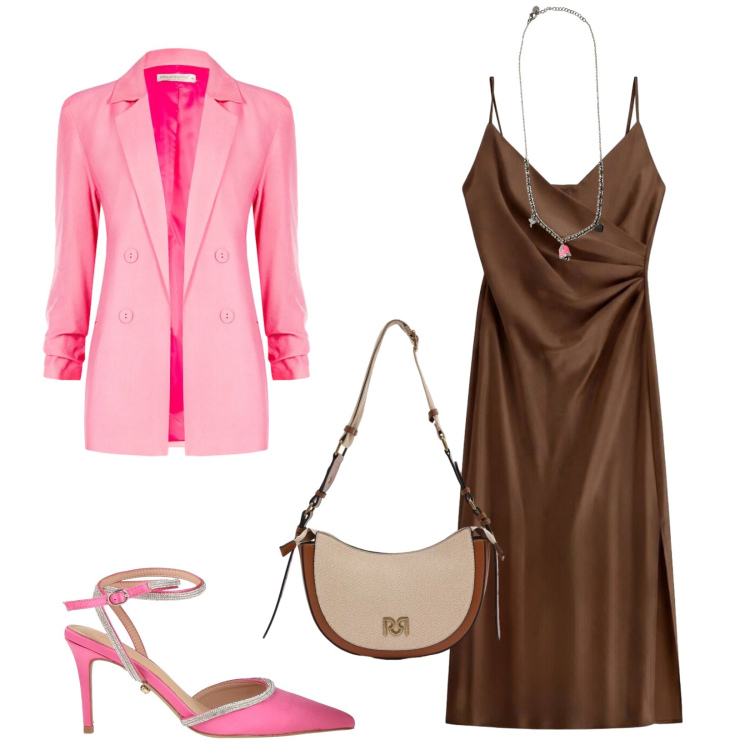 Outfit donna - Total look #2405931. Stile Chic per Serata fuori. Abbinamento con décolleté, vestiti midi/longuette, ciondoli, borse a tracolla, blazer.