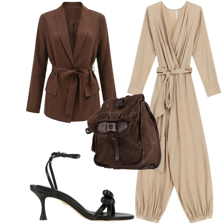 Outfit donna - Total look #2405933. Stile Trendy per Serata fuori. Abbinamento con zaini, sandali in pelle, blazer, tute.
