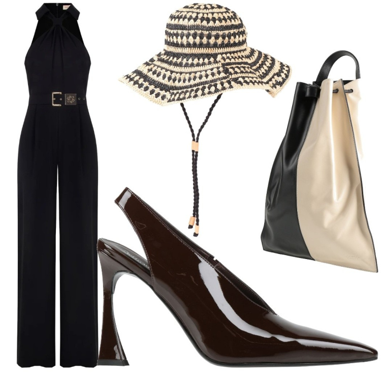 Outfit donna - Black. Stile Casual chic per Tutti i giorni. Abbinamento con zaini, décolleté, cappelli, tute.