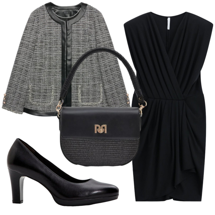 Outfit donna - Total look #2405971. Stile Bon Ton per Serata fuori. Abbinamento con décolleté, borse a spalla, vestiti asimmetrici, blazer.