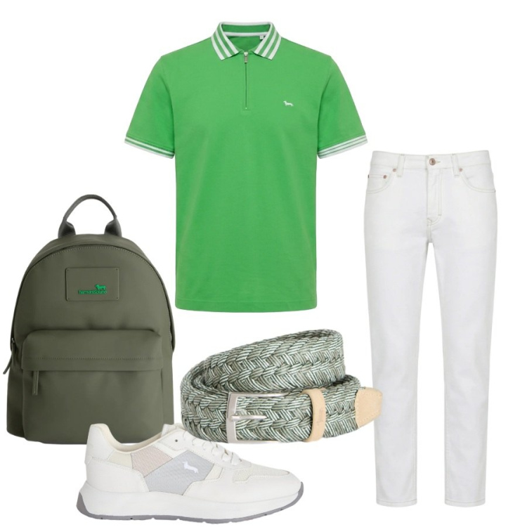 Outfit uomo - Total look #2406026. Stile Trendy per Tutti i giorni. Abbinamento con jeans, borse sportive, sneakers, cinture, polo.