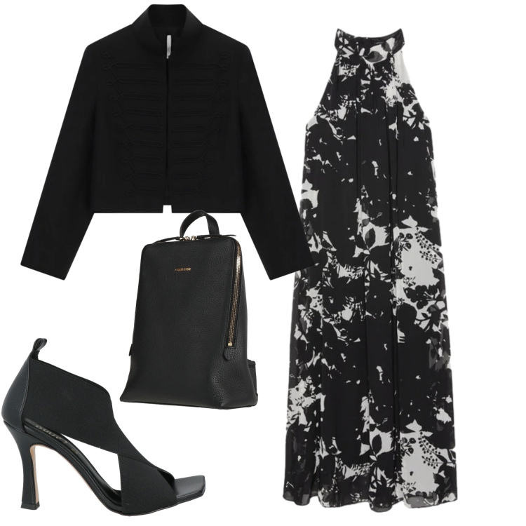 Outfit donna - Total look #2406027. Stile Chic per Serata fuori. Abbinamento con sandali in pelle, zaini, blazer, vestiti lunghi.