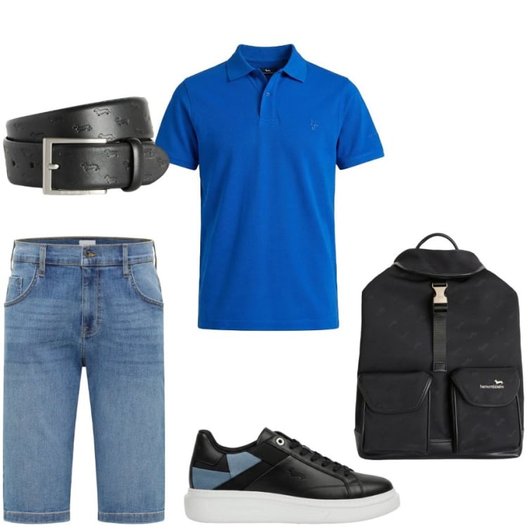 Outfit uomo - Total look #2406031. Stile Urban per Tutti i giorni. Abbinamento con bermuda, cinture, borse sportive, sneakers, polo.