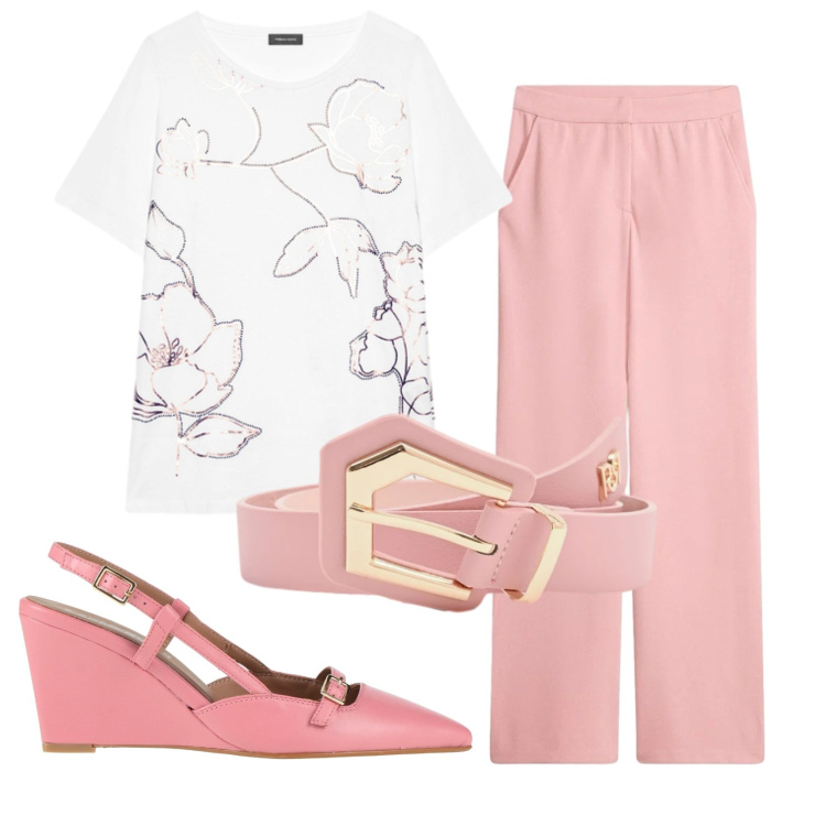 Outfit donna - Total look #2406035. Stile Basic per Ufficio. Abbinamento con décolleté, pantaloni, cinture, t-shirt.