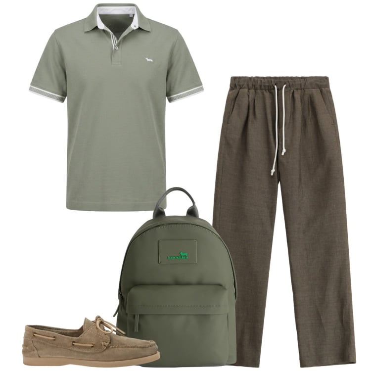 Outfit uomo - Total look #2406058. Stile Casual per Tutti i giorni. Abbinamento con pantaloni, borse sportive, scarpe stringate, polo.
