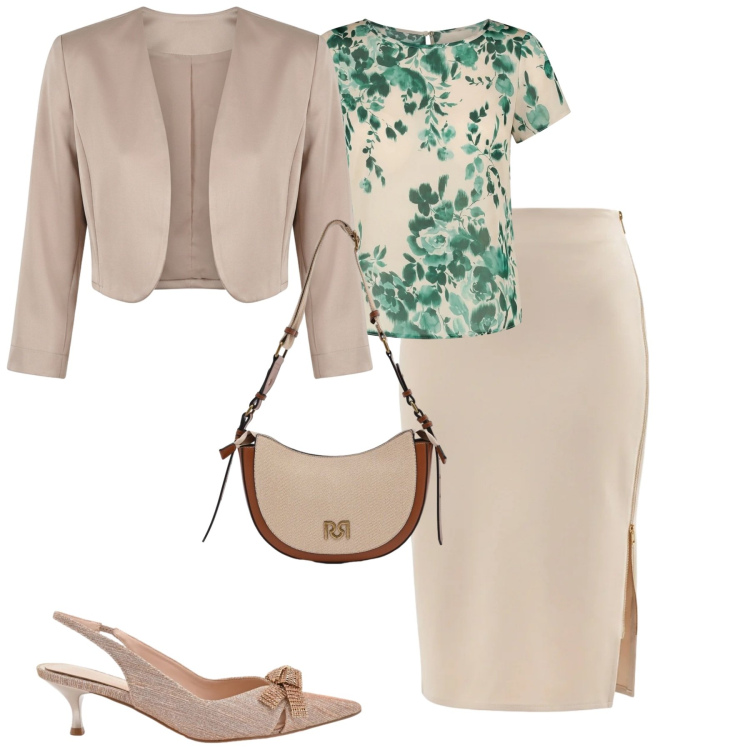 Outfit donna - Rinascimento. Stile Urban per Tutti i giorni. Abbinamento con borse a tracolla, décolleté, gonne longuette, bluse, blazer.