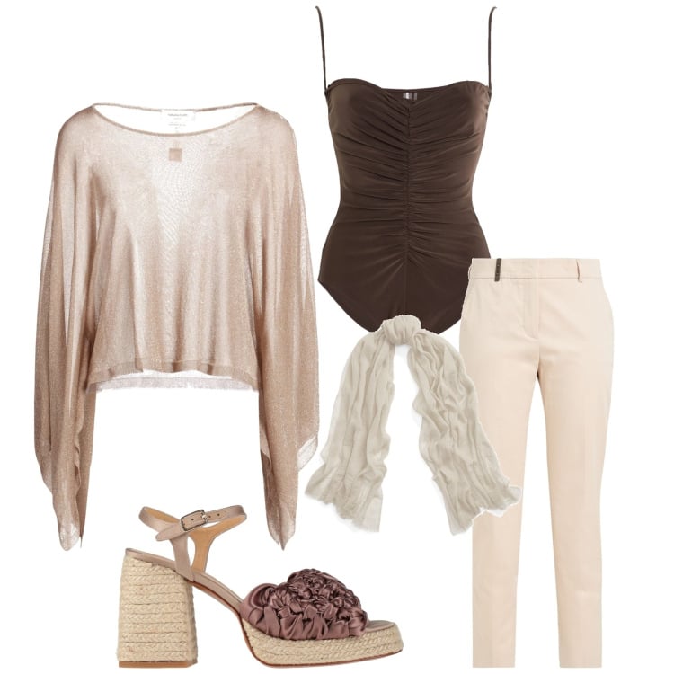 Outfit donna - Total look #2406066. Stile Minimal per Serata fuori. Abbinamento con pullovers, body, espadrillas, pantaloni, sciarpe.