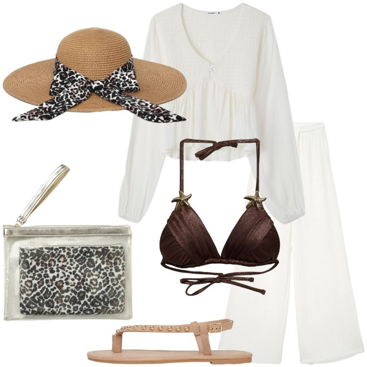 Outfit donna - Terranova White Boho Mood. Stile Boho per Mare. Abbinamento con bluse, pantaloni, bikini, pochette, cappelli, ciabatte.