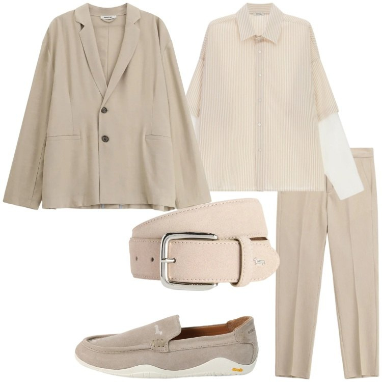 Outfit uomo - Giacca destrutturata. Stile Trendy per Serata speciale. Abbinamento con giacche, pantaloni, camicie, cinture, scarpe stringate.