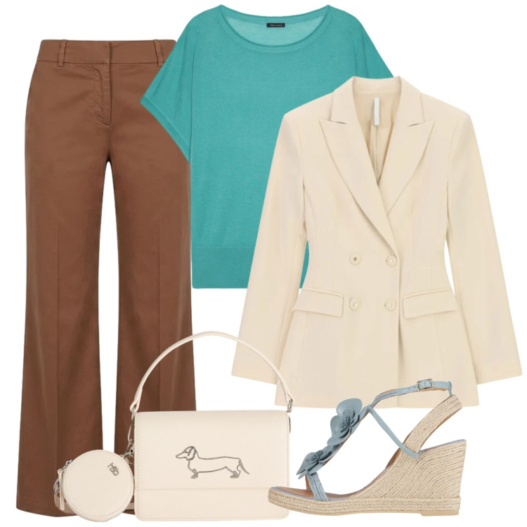 Outfit donna - La tendenza del color block - @tiffany22. Stile Bon Ton per Tutti i giorni. Abbinamento con espadrillas, blazer, borse a tracolla, pantaloni, t-shirt.
