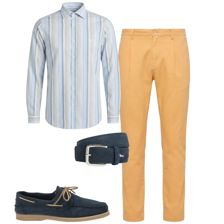 Outfit uomo - City. Stile Urban per Tutti i giorni. Abbinamento con cinture, camicie, pantaloni, scarpe stringate.