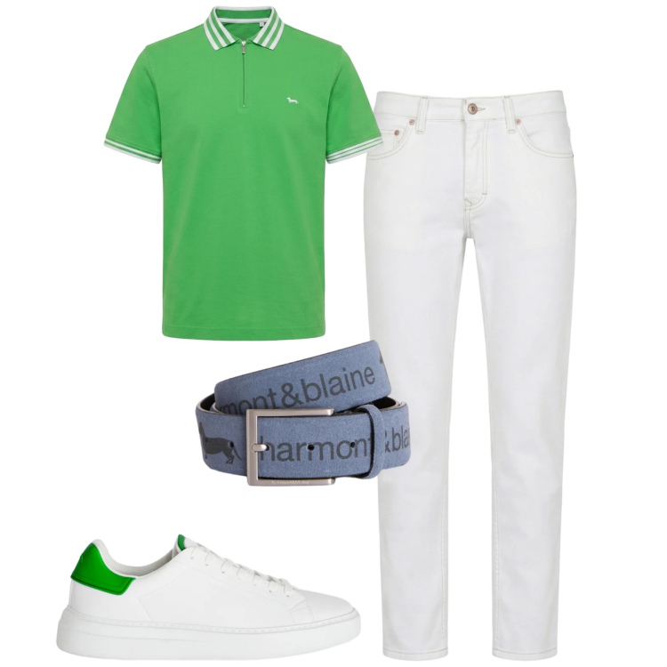 Outfit uomo - Harmont & Blaine. Stile Casual per Tutti i giorni. Abbinamento con jeans, cinture, sneakers, polo.