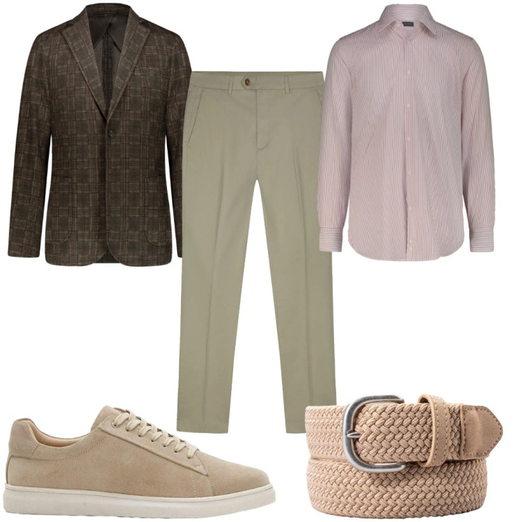 Outfit uomo - Giacca destrutturata in ufficio. Stile Casual per Ufficio. Abbinamento con sneakers, giacche, camicie, pantaloni, cinture.