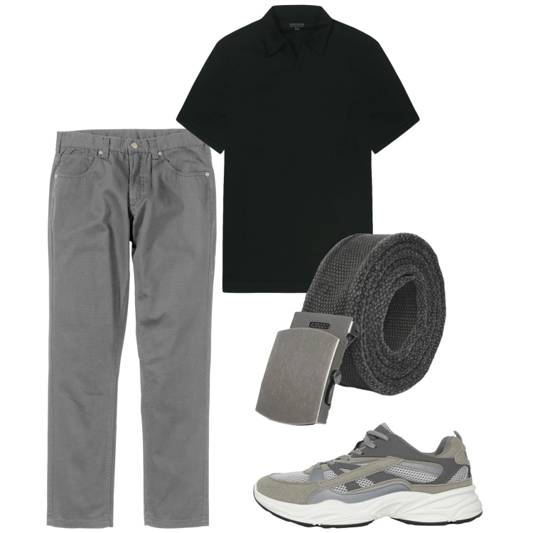 Outfit uomo - Maggio. Stile Casual per Tutti i giorni. Abbinamento con pantaloni, sneakers, cinture, polo.
