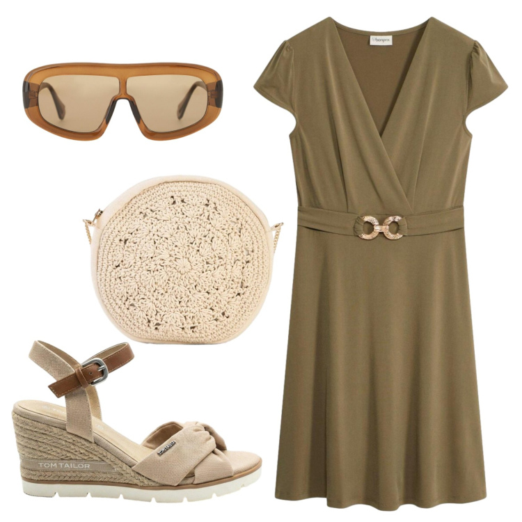 Outfit donna - Total look #2406149. Stile Basic per Tutti i giorni. Abbinamento con borse a tracolla, sandali col tacco, vestiti, occhiali da sole.