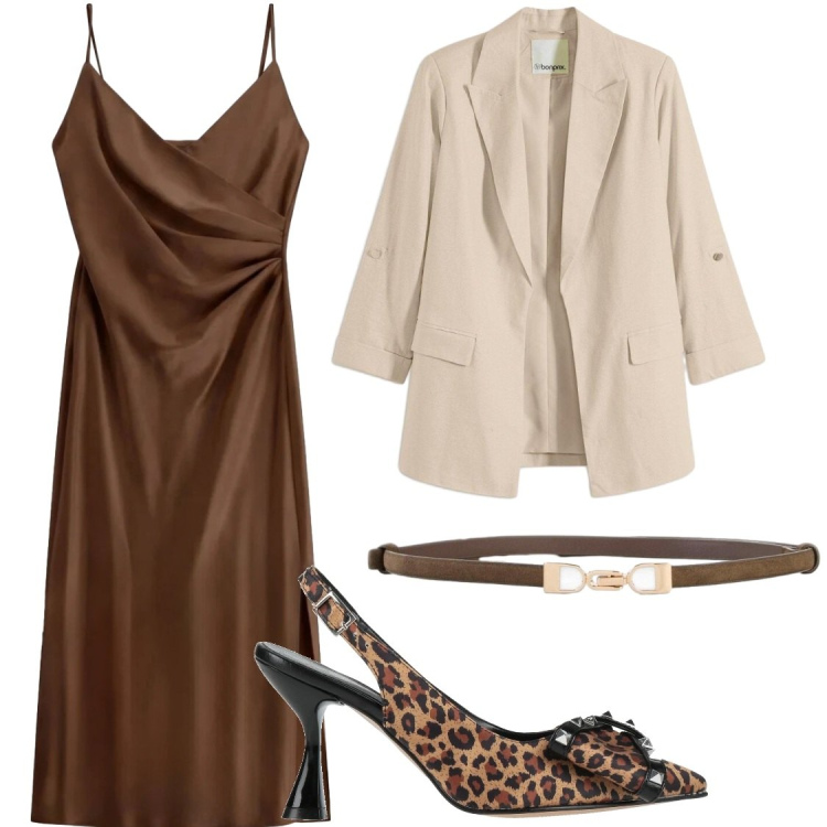 Outfit donna - Serate. Stile Glamour per Serata fuori. Abbinamento con décolleté, blazer, cinture, vestiti midi/longuette.