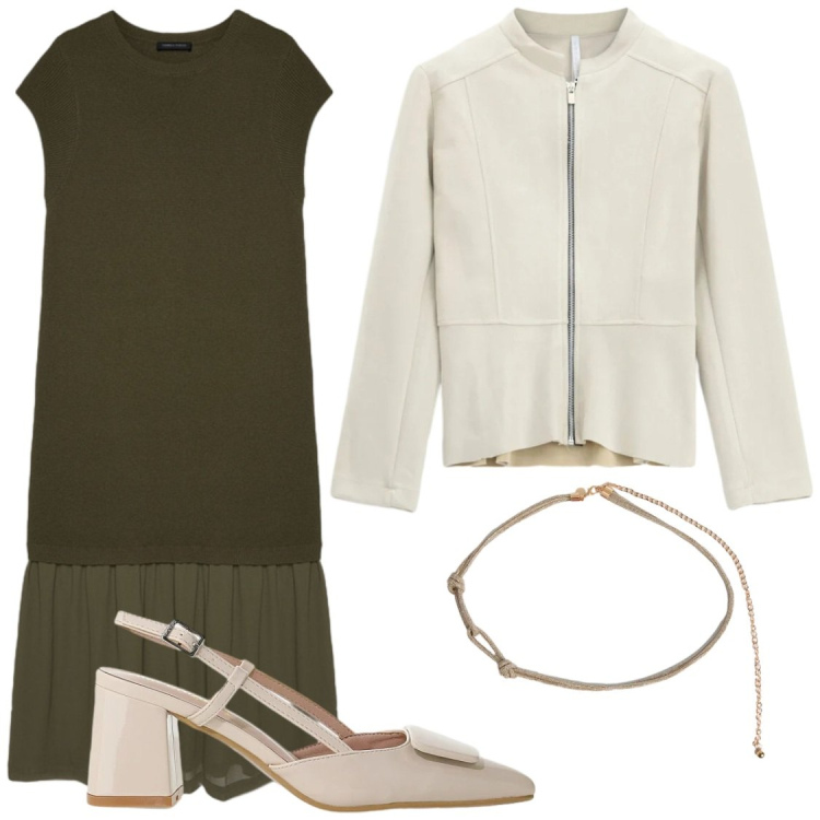 Outfit donna - Da giorno a sera. Stile Chic per Serata fuori. Abbinamento con blazer, décolleté, vestiti lunghi, cinture.