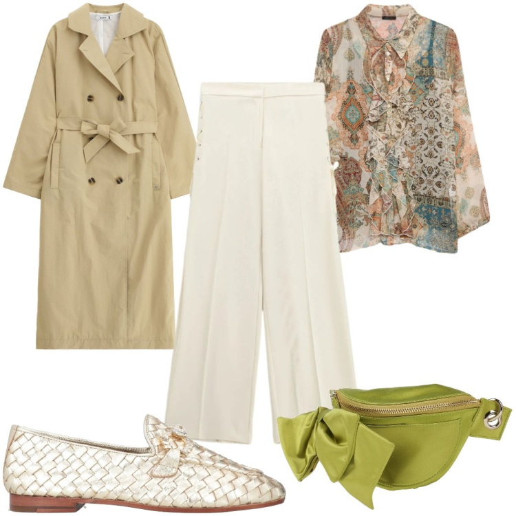 Outfit donna - Total look #2406165. Stile Vintage retrò per Tutti i giorni. Abbinamento con mocassini, marsupi, pantaloni, trench, camicie.