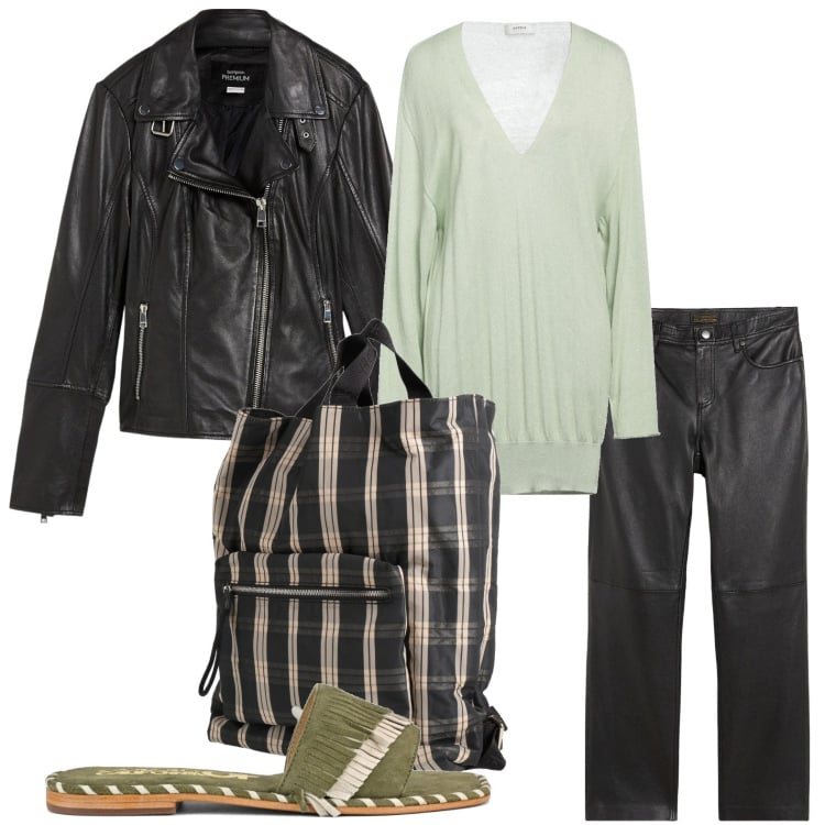 Outfit donna - Shopper style. Stile Casual per Tutti i giorni. Abbinamento con pullovers, zaini, pantaloni, giacche, ciabatte.