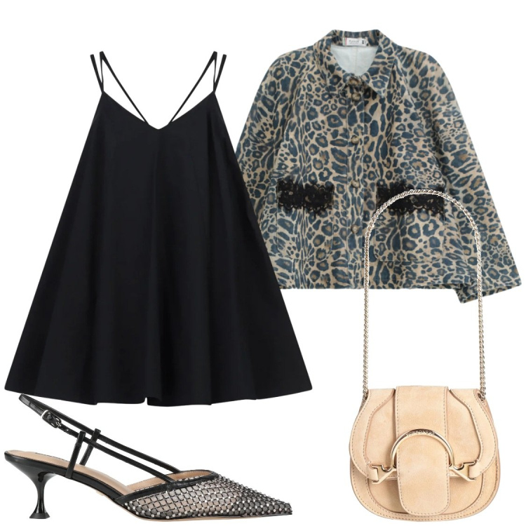 Outfit donna - Serate. Stile Glamour per Serata fuori. Abbinamento con marsupi, décolleté, vestiti corti, blazer.