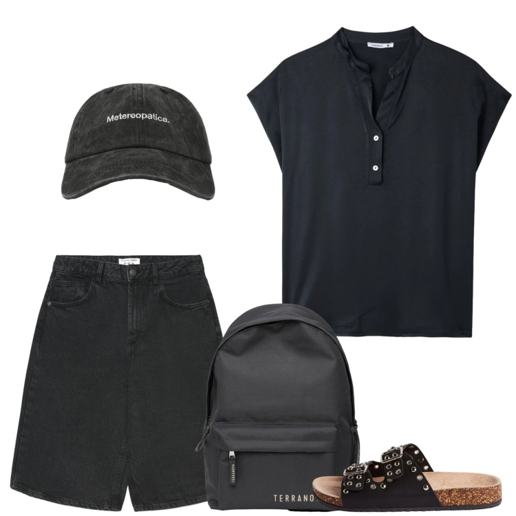 Outfit donna - Metereopatica. Stile Casual per Mare. Abbinamento con pantaloni corti, ciabatte, zaini, cappelli con visiera, canottiere.