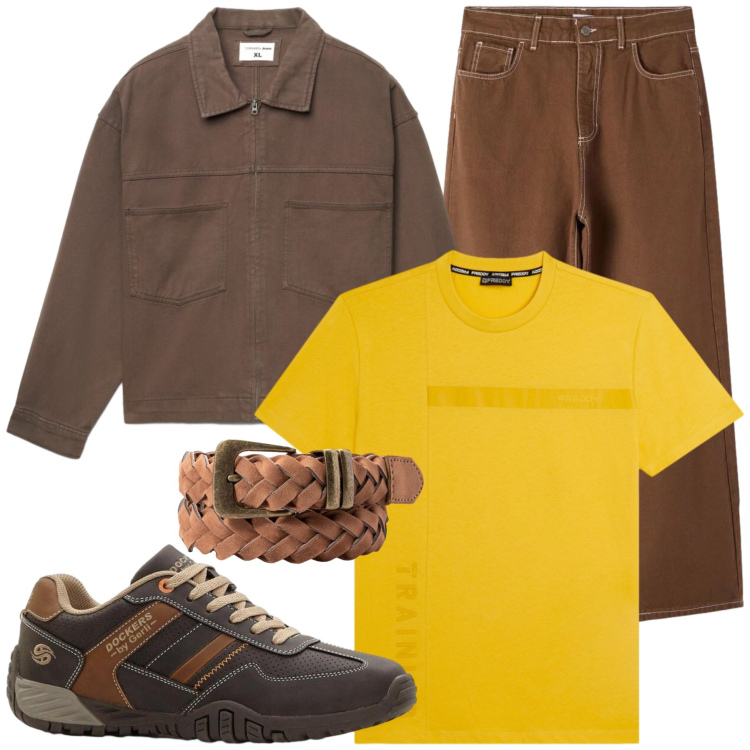 Outfit uomo - Total look #2406224. Stile Casual per Tutti i giorni. Abbinamento con sneakers, pantaloni, cappotti, t-shirt, cinture.