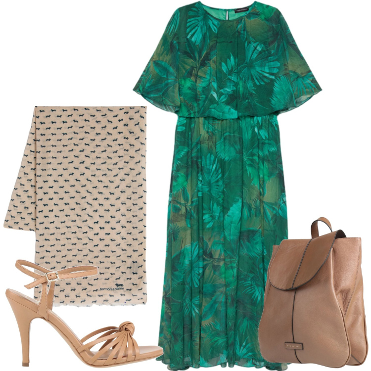 Outfit donna - Total look #2406239. Stile Casual chic per Tutti i giorni. Abbinamento con sandali in pelle, zaini, sciarpe, vestiti lunghi.