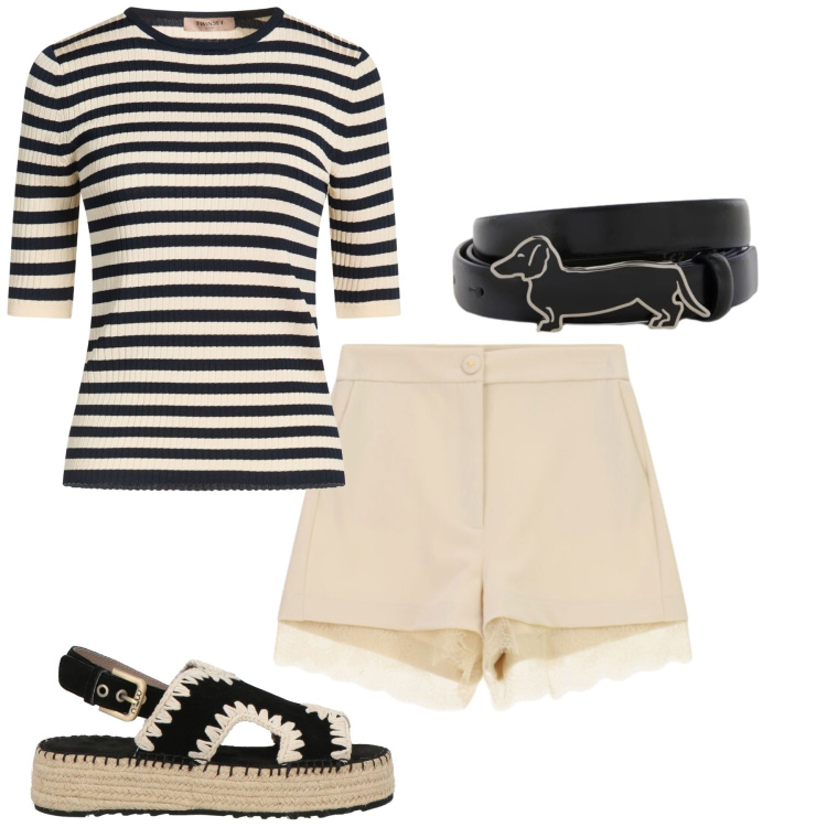 Outfit donna - Total look #2406250. Stile Glamour per Serata fuori. Abbinamento con pullovers, espadrillas, shorts, cinture.