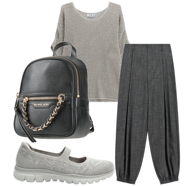 Outfit donna - Total look #2406267. Stile Casual per Tutti i giorni. Abbinamento con zaini, ballerine, pantaloni a palazzo, top.