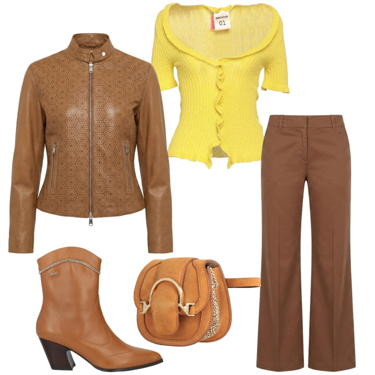 Outfit donna - Total look #2406275. Stile Casual chic per Tutti i giorni. Abbinamento con cardigans, marsupi, stivaletti, giacche, pantaloni.