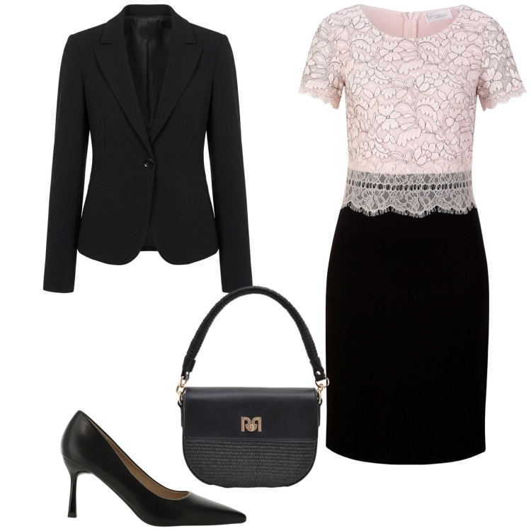 Outfit donna - Total look #2406286. Stile Bon Ton per Cerimonia. Abbinamento con vestiti midi/longuette, décolleté, blazer, borse a spalla.